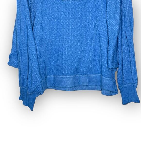 Free People We The Free Westend Thermal Top Blue Oversize Drop Shoulder Medium - Picture 6 of 14